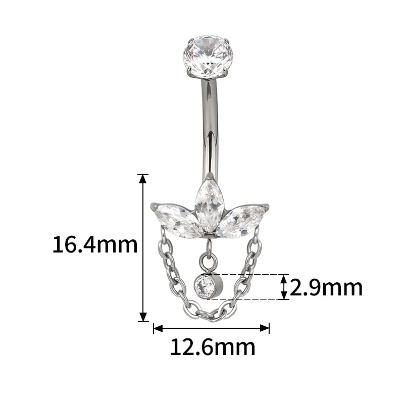 Dangling lotus navel bar image 1