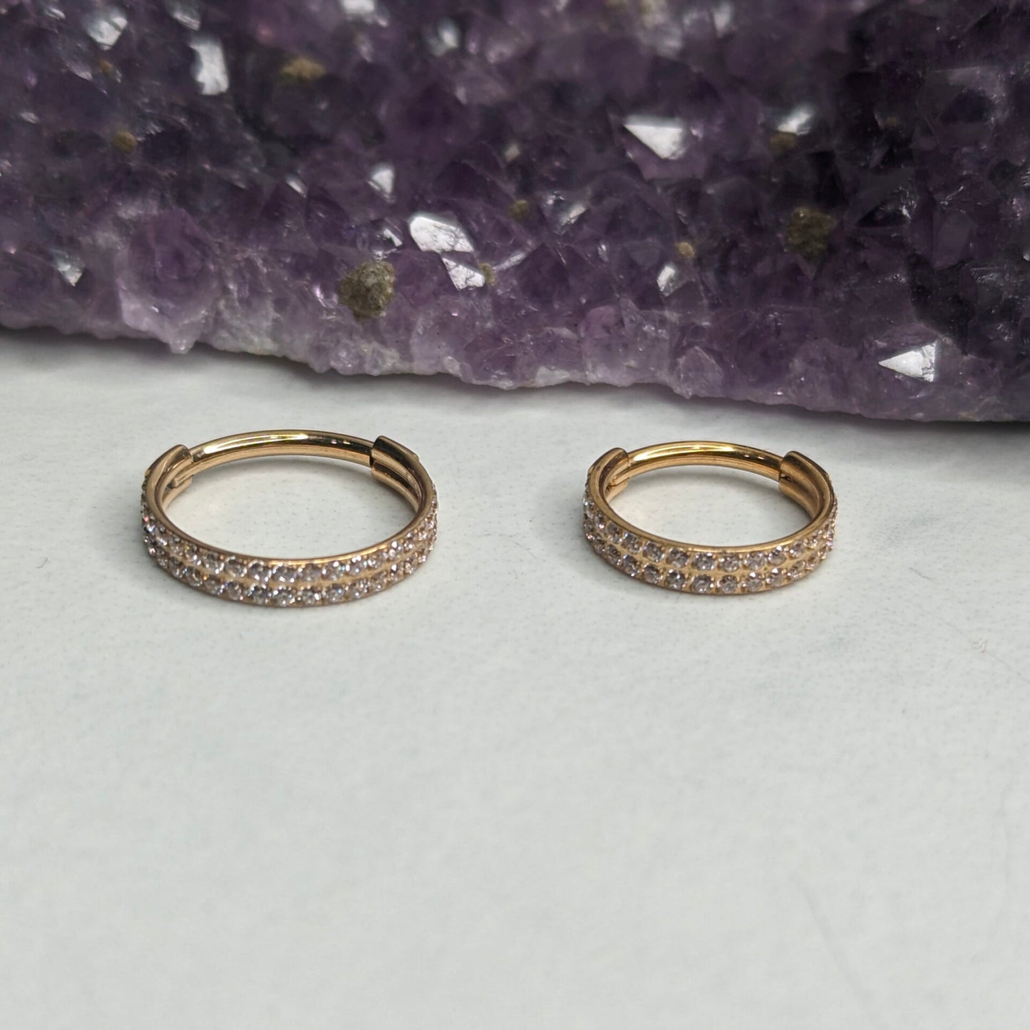Double line gem clicker PVD gold image 1
