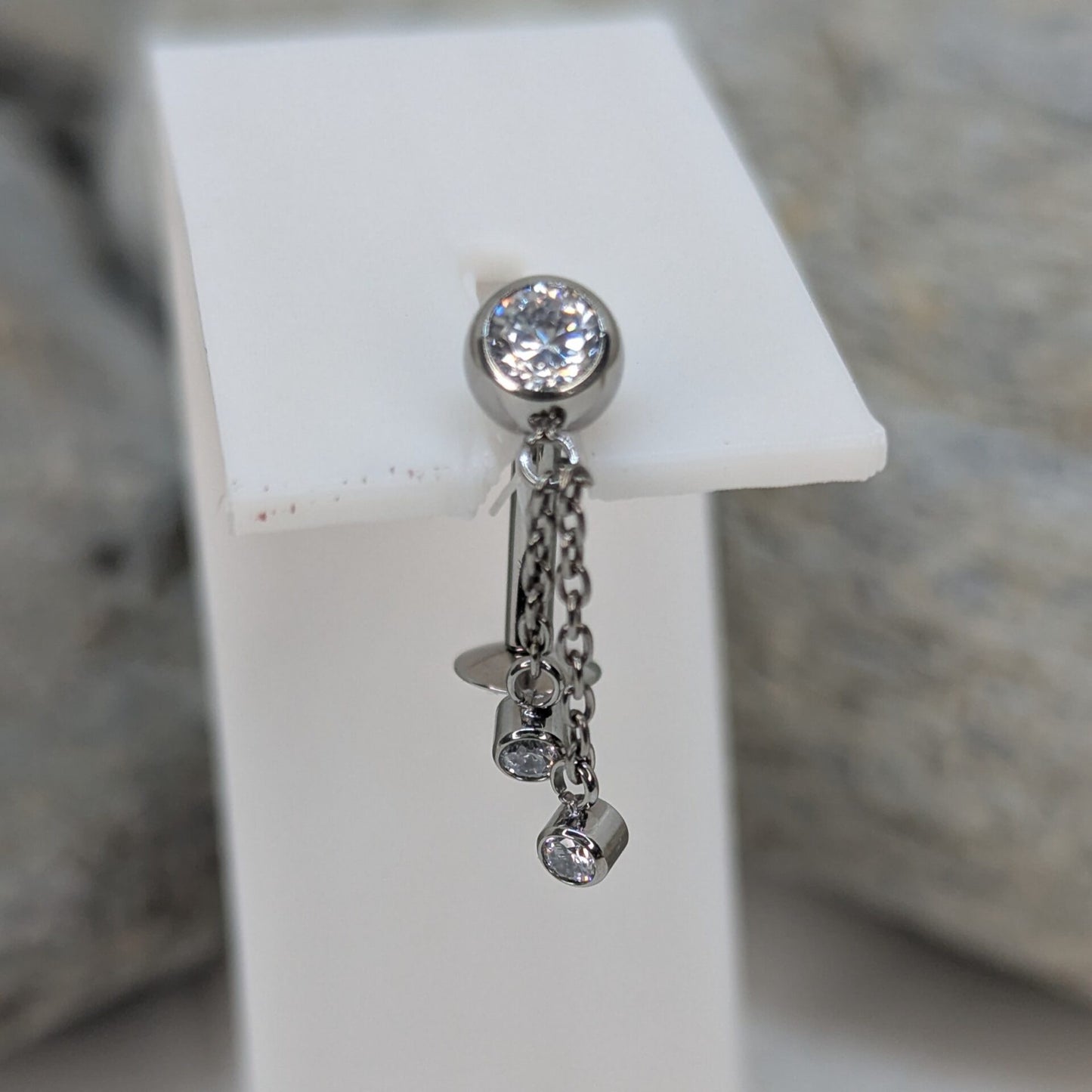 Dangling double gem navel bar image 0
