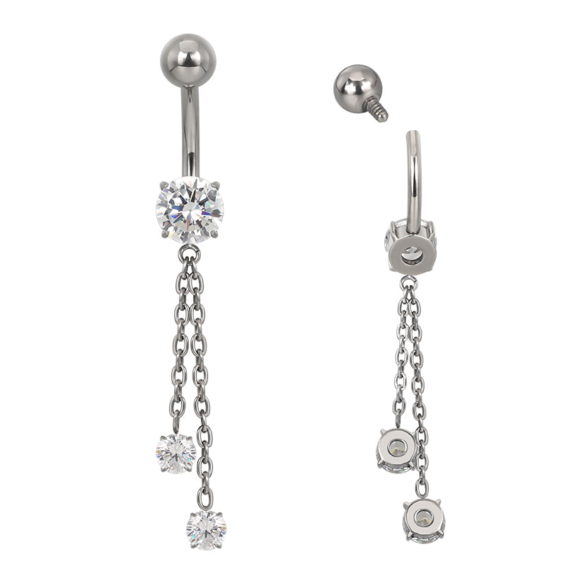 Double chain navel bar image 0