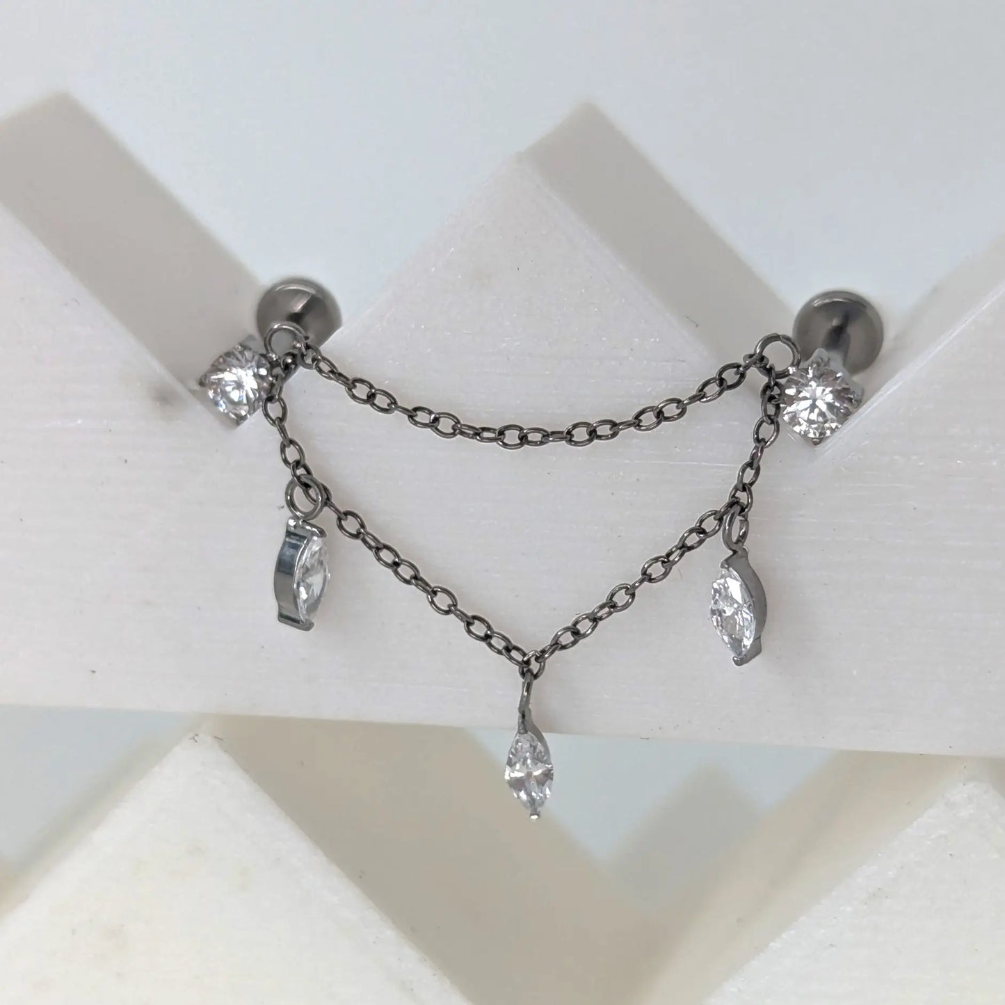 Double gem with hanging marquise image 0