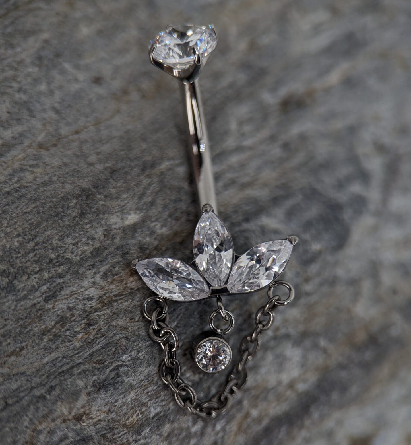 Dangling lotus navel bar image 2
