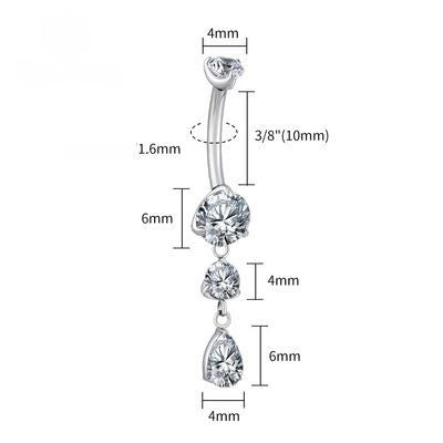 Dangling prong gem navel bar image 1