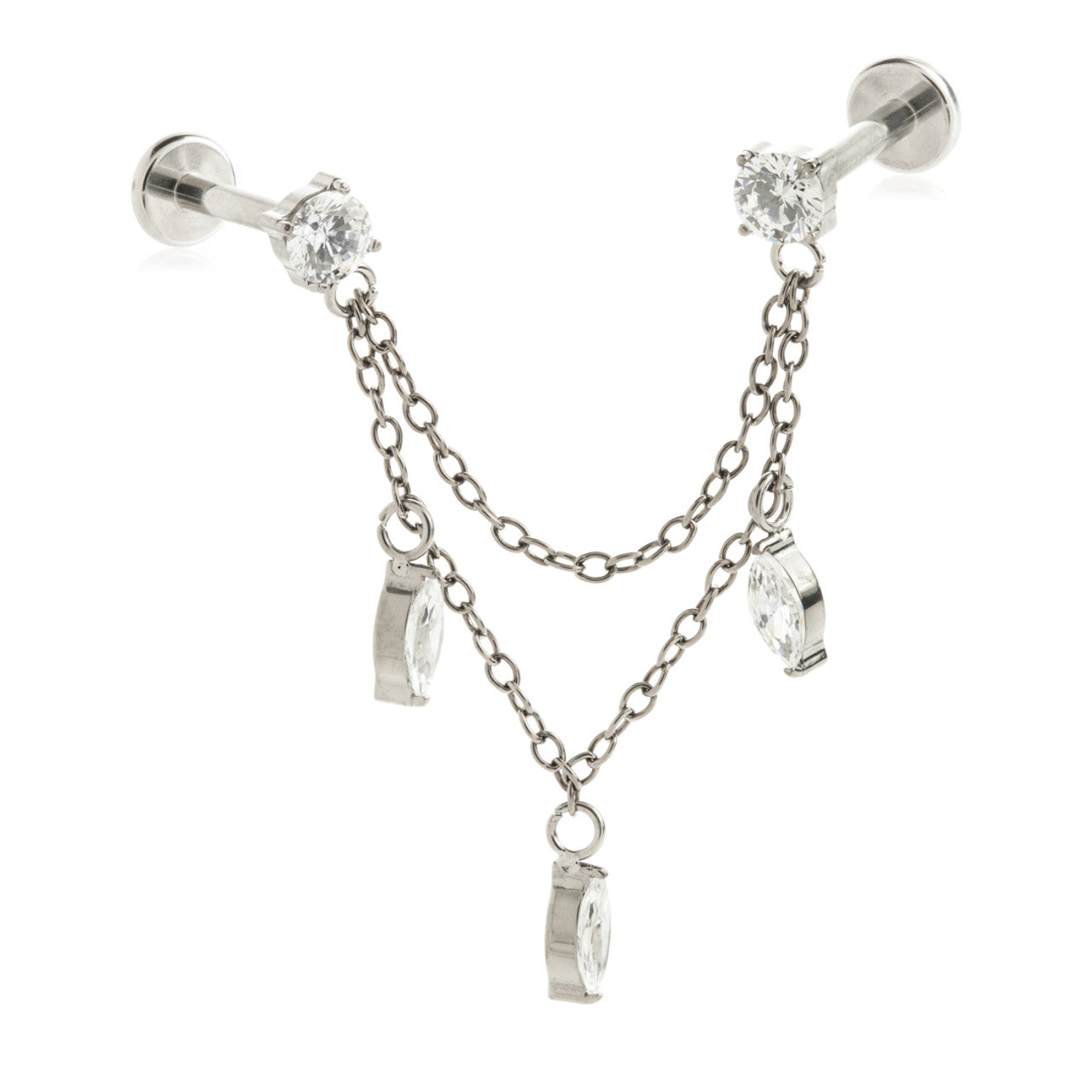Double gem with hanging marquise image 1