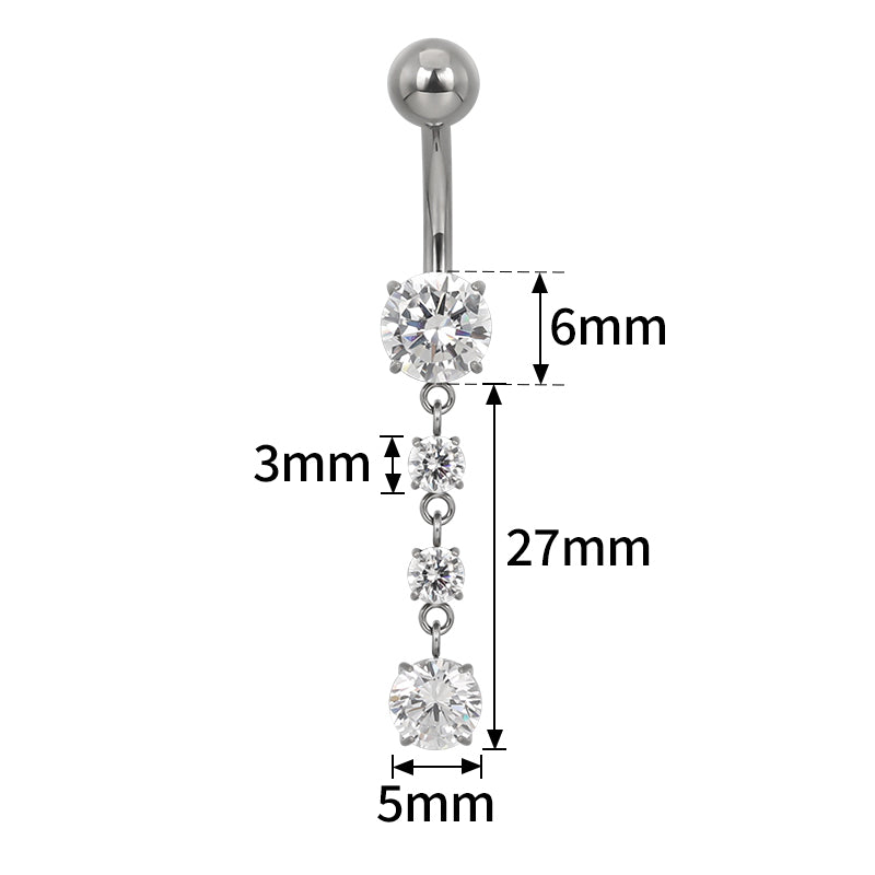 Dangling triple prong set navel bar image 1