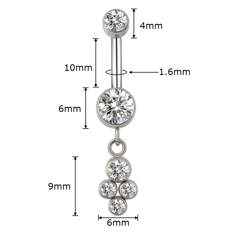 Cluster gems charm navel bar image 1