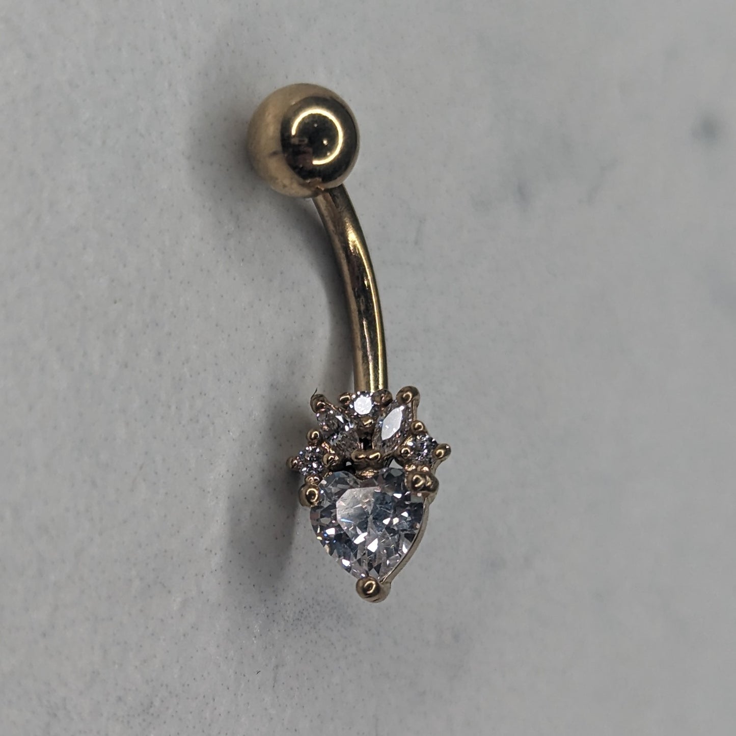 Heart navel bar - PVD oro image