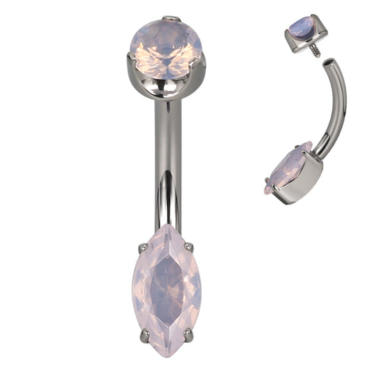 Marquise quartz navel bar image 0