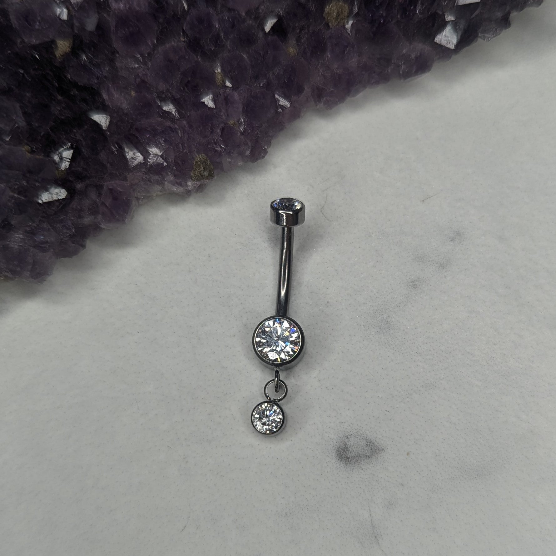 Single gem charm navel bar image 0