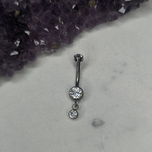 Single gem charm navel bar image 0