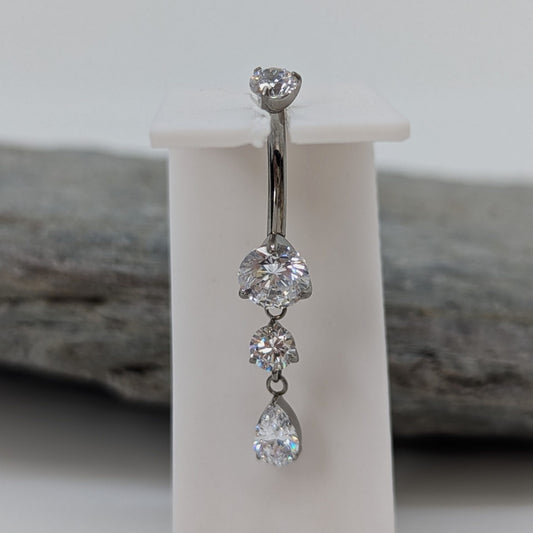 Dangling prong gem navel bar image 0