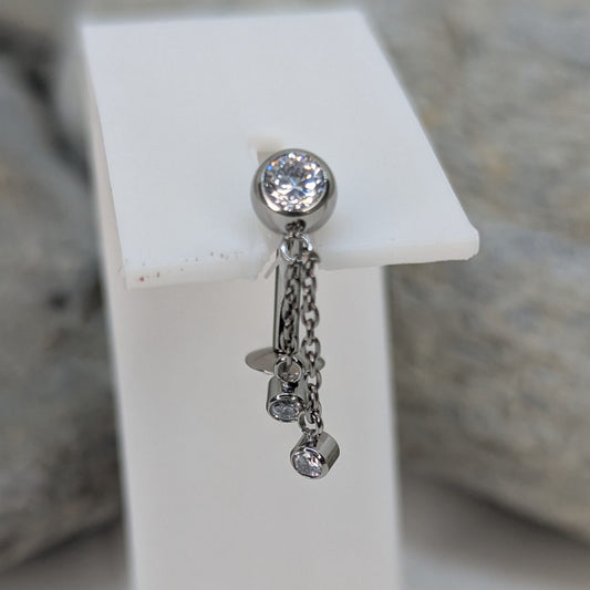 Dangling double gem navel bar image 0