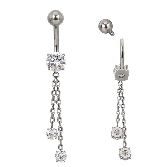 Double chain navel bar image 0