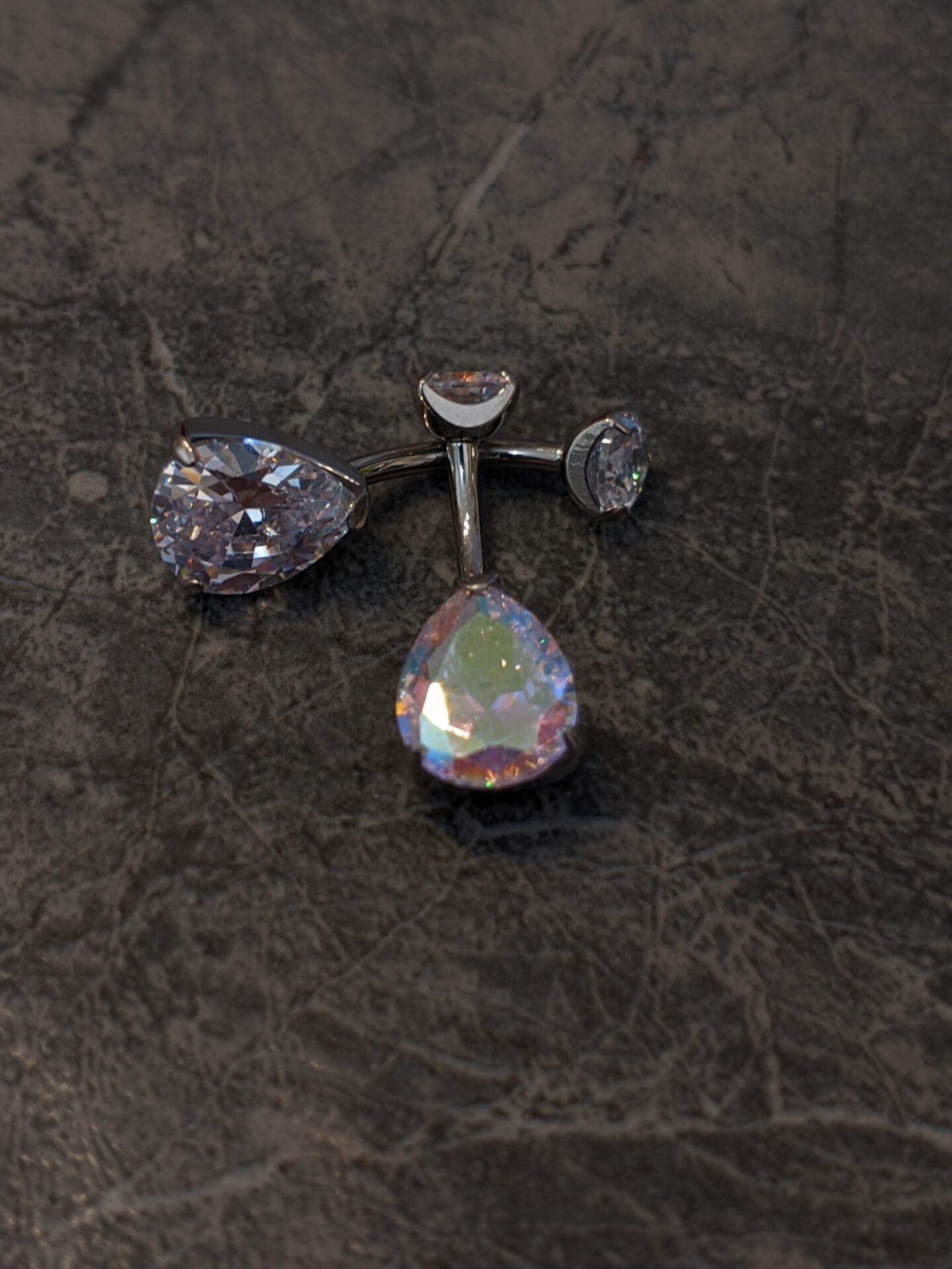 Big drop navel bar - Aurora Boreale image