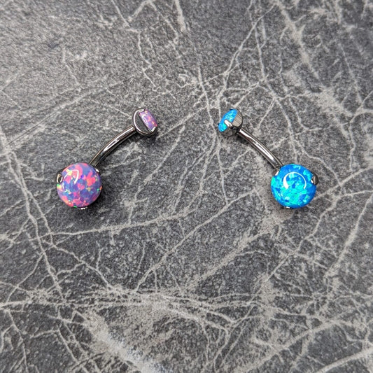 Bezel big navel bar opali image 0