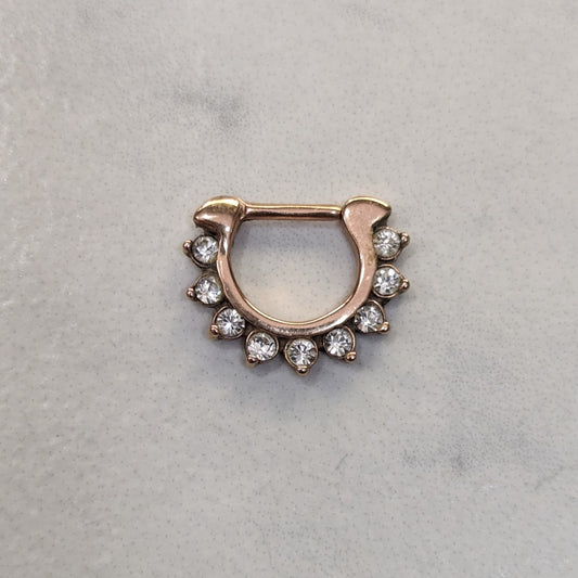 Clicker oro rosa con zirconi a goccia image 0