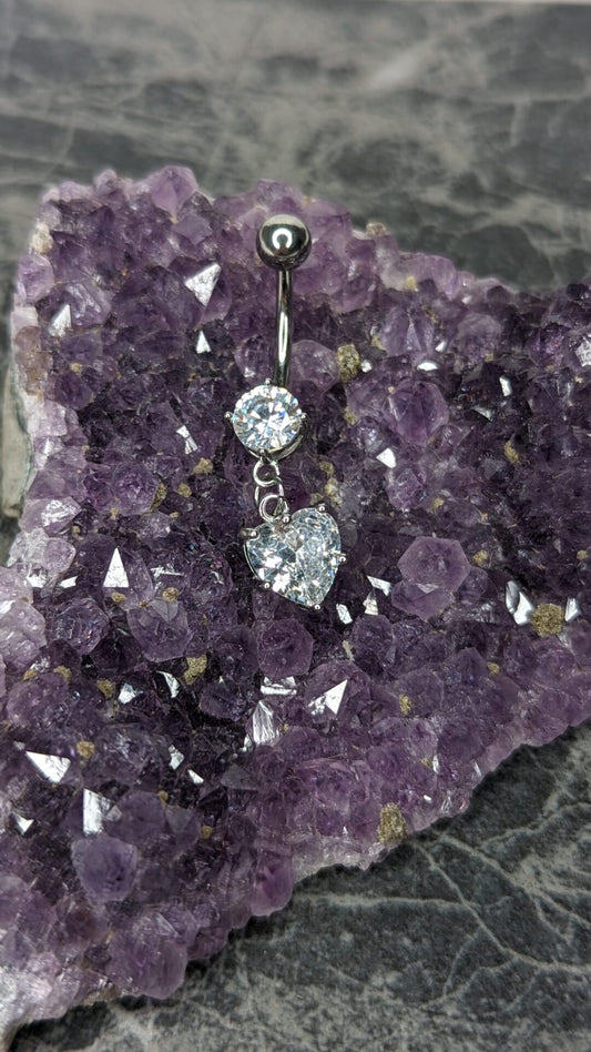 Dangling heart navel bar image 0