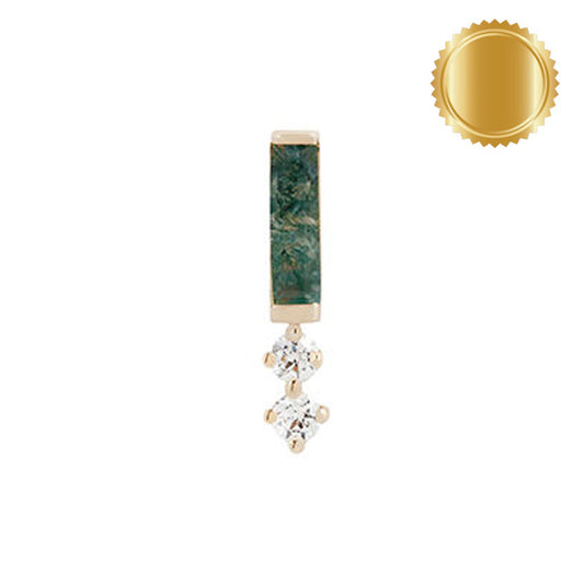 K Moss agate long baguette