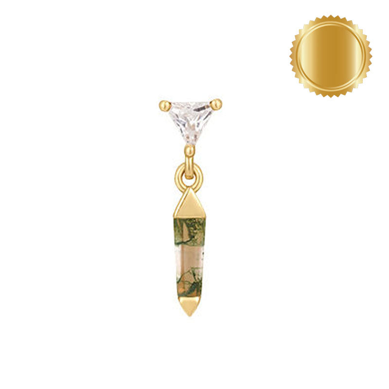 K Moss agate dangling crystal