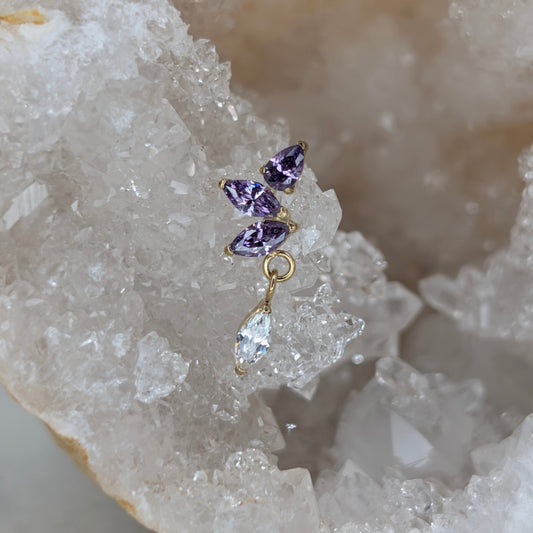 Dangling Marquise cluster Purple PVD gold