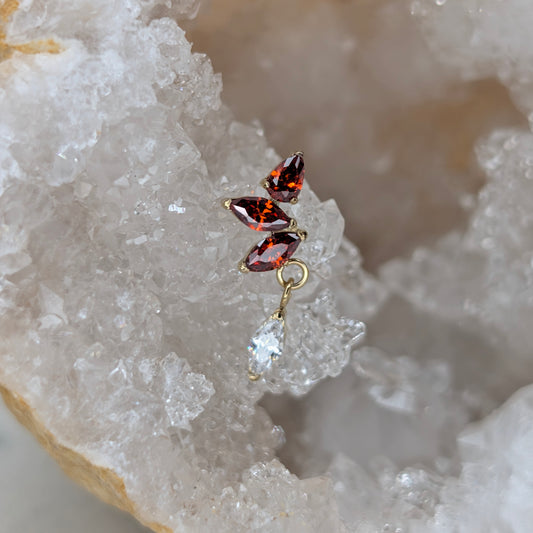 Dangling Marquise cluster Red PVD gold