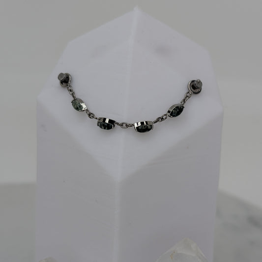Marquise moss agate stone chain