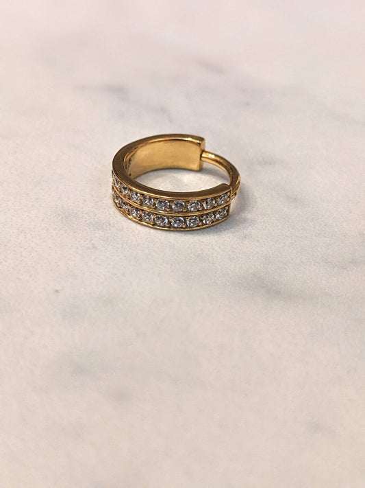 Double round gems conch clicker PVD gold image 0