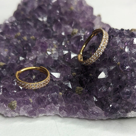 Double line gem clicker PVD gold image 0