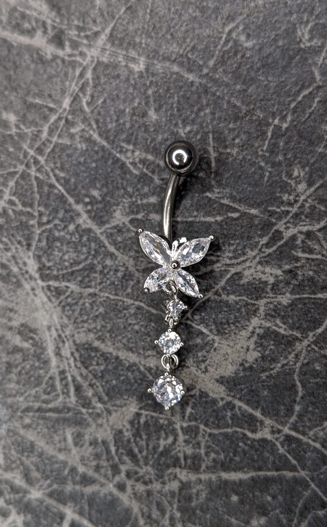 Butterfly dangling gems navel bar image 0