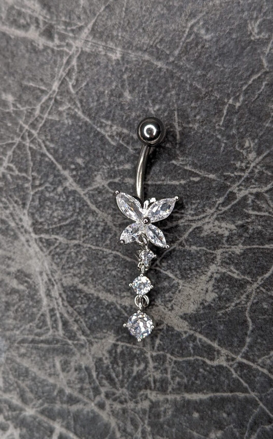 Butterfly dangling gems navel bar image 0