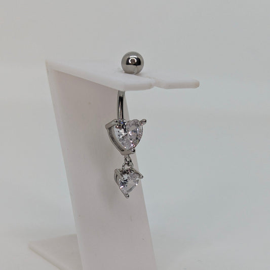 Dangling heart navel bar ACCIAIO