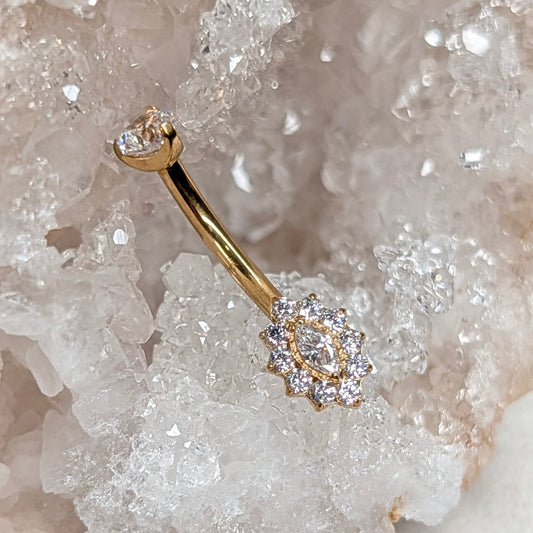Princess navel bar PVD gold