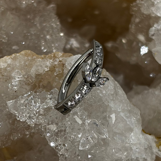 Lotus paved navel ring